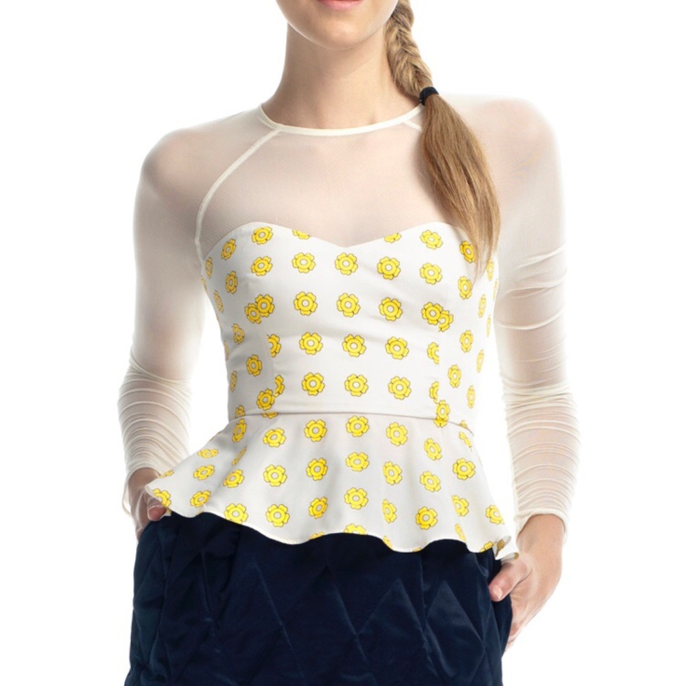 NWT Opening Ceremony daisy print mesh top